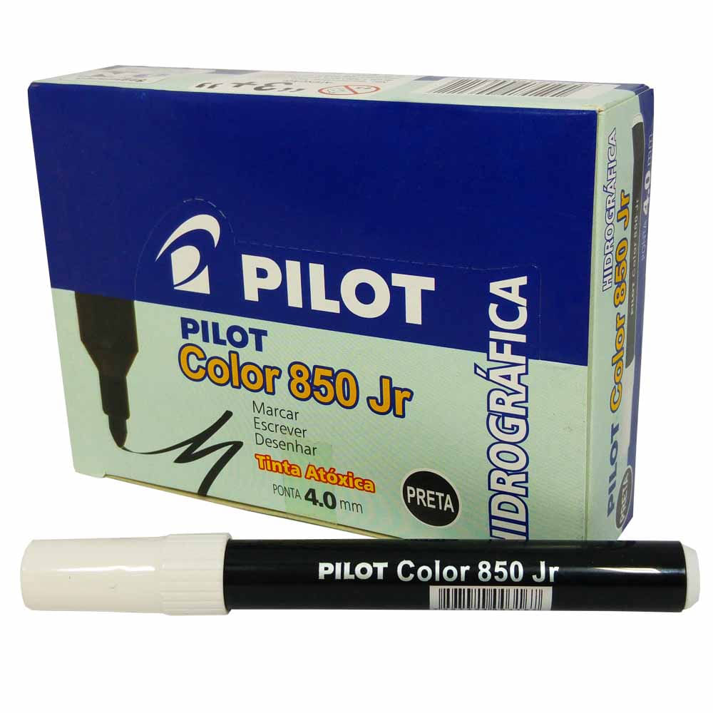 Caneta-Hidrografica-Pilot-Color-850-Jr-Preta-12-Unidades