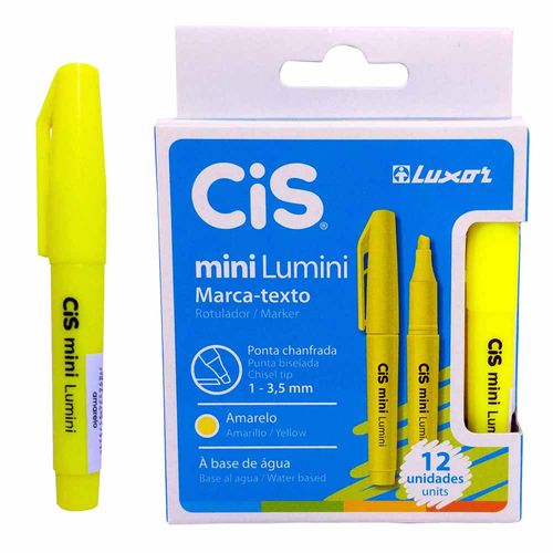 Caneta-Marca-Texto-Cis-Mini-Lumini-Amarela-12-Unidades