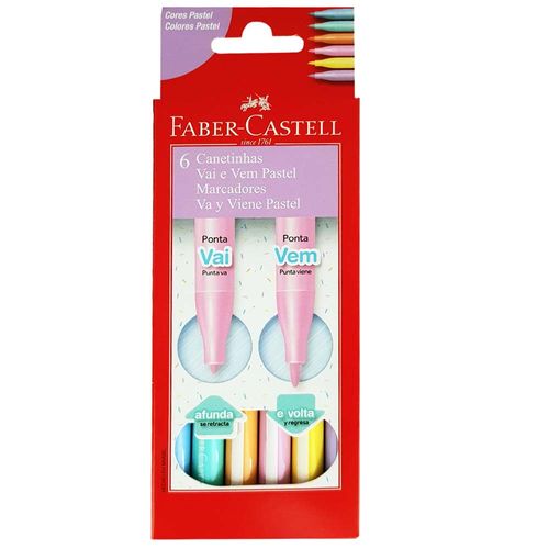 Canetinha-Hidrografica-6-Cores-Vai-e-Vem-Pastel-Faber-Castell