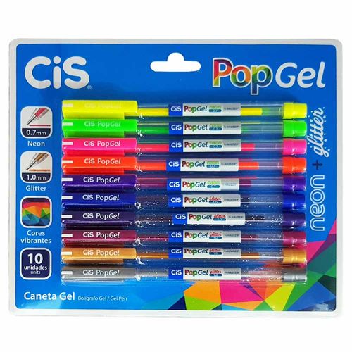 Caneta-Gel-10-Cores-Pop-Gel-Neon---Glitter-Cis