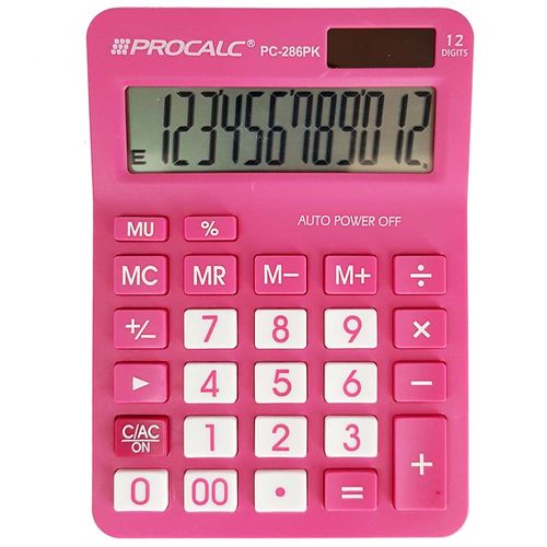 Calculadora-de-Mesa-Procalc-PC-286-Rosa-12-Digitos
