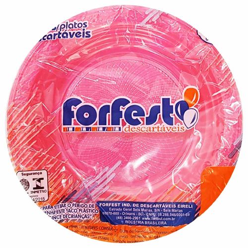 Prato-Descartavel-15cm-Rosa-Neon-Forfest-10-Unidades