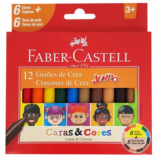 Giz-de-Cera-12-Cores-Jumbo-Caras-e-Cores-Faber-Castell