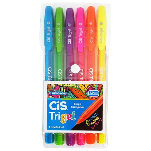 Caneta-Gel-6-Cores-Trigel-Neon-Cis