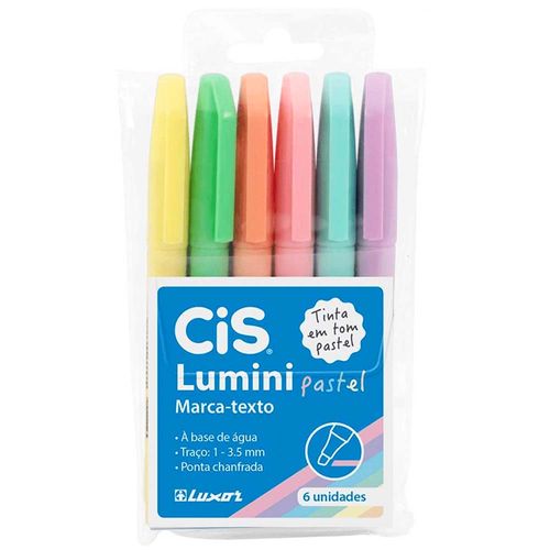 Caneta-Marca-Texto-Cis-Lumini-Pastel-6-Cores