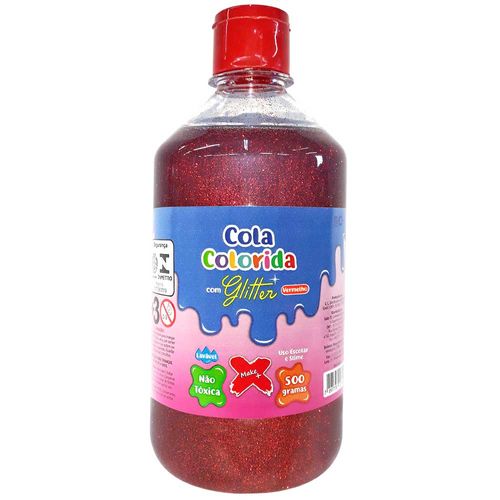 Cola-para-Slime-com-Glittler-500g-Vermelha-Make-Mais