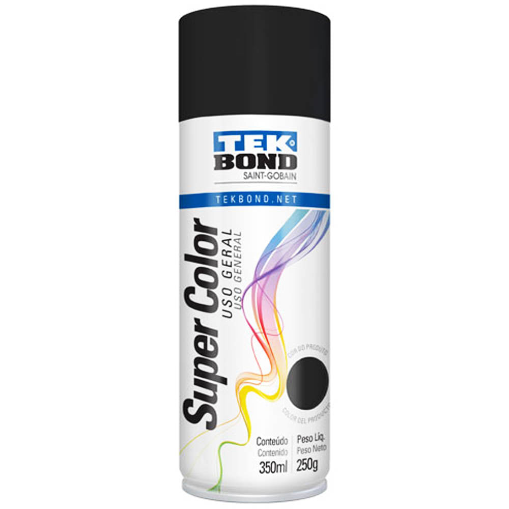 Tinta-em-Spray-Super-Color-350ml-Preto-Fosco-Tekbond