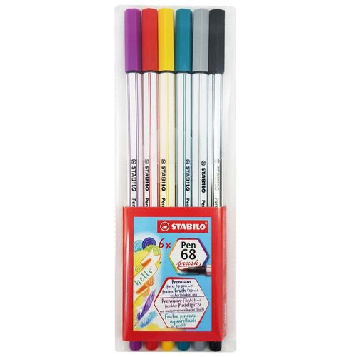 Caneta-Stabilo-Pen-68-Brush-6-Cores