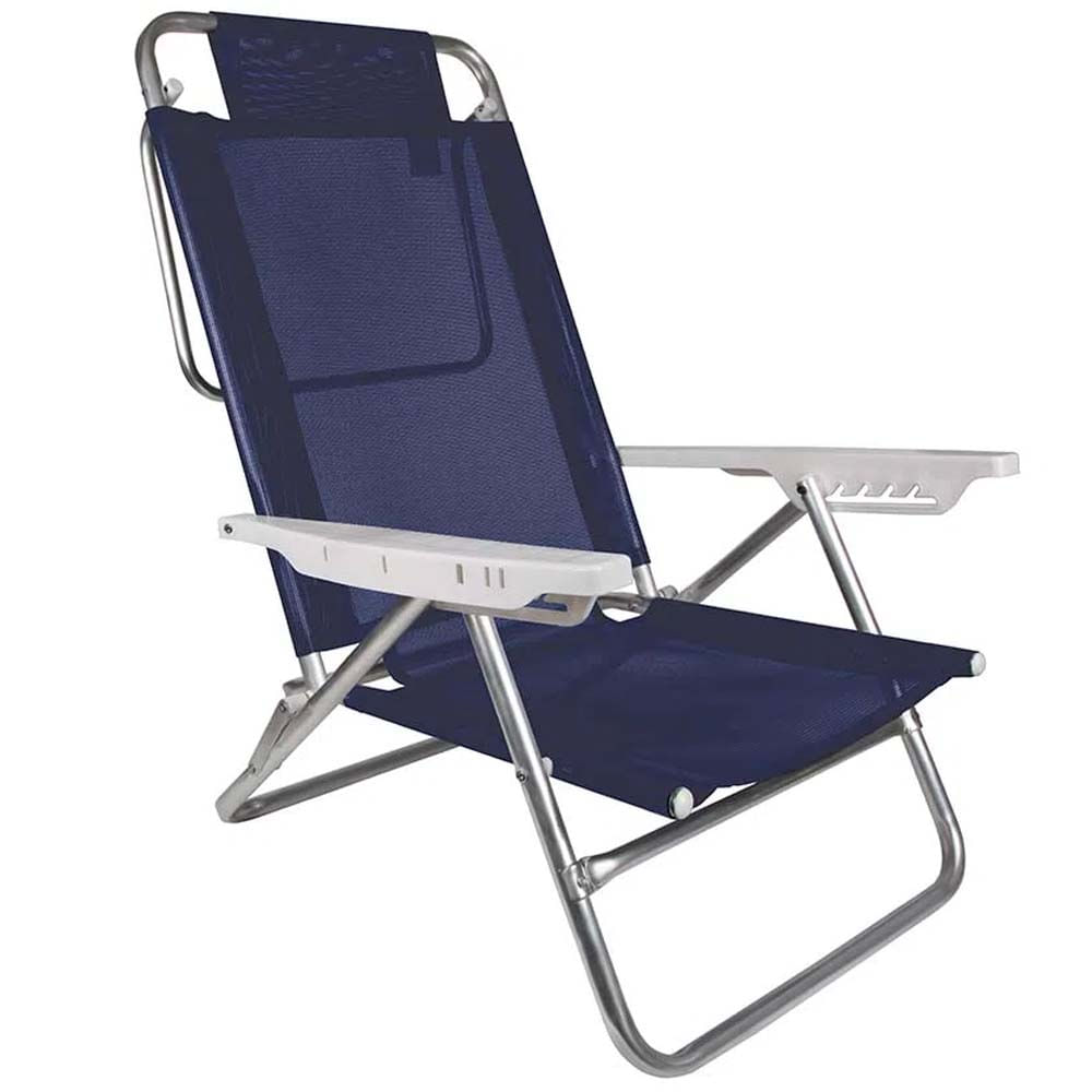 Cadeira-de-Praia-Aluminio-Reclinavel-Summer-Azul-Royal-Mor