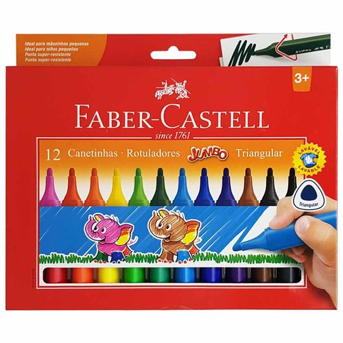 Canetinha-Hidrografica-12-Cores-Jumbo-Triangular-Faber-Castell