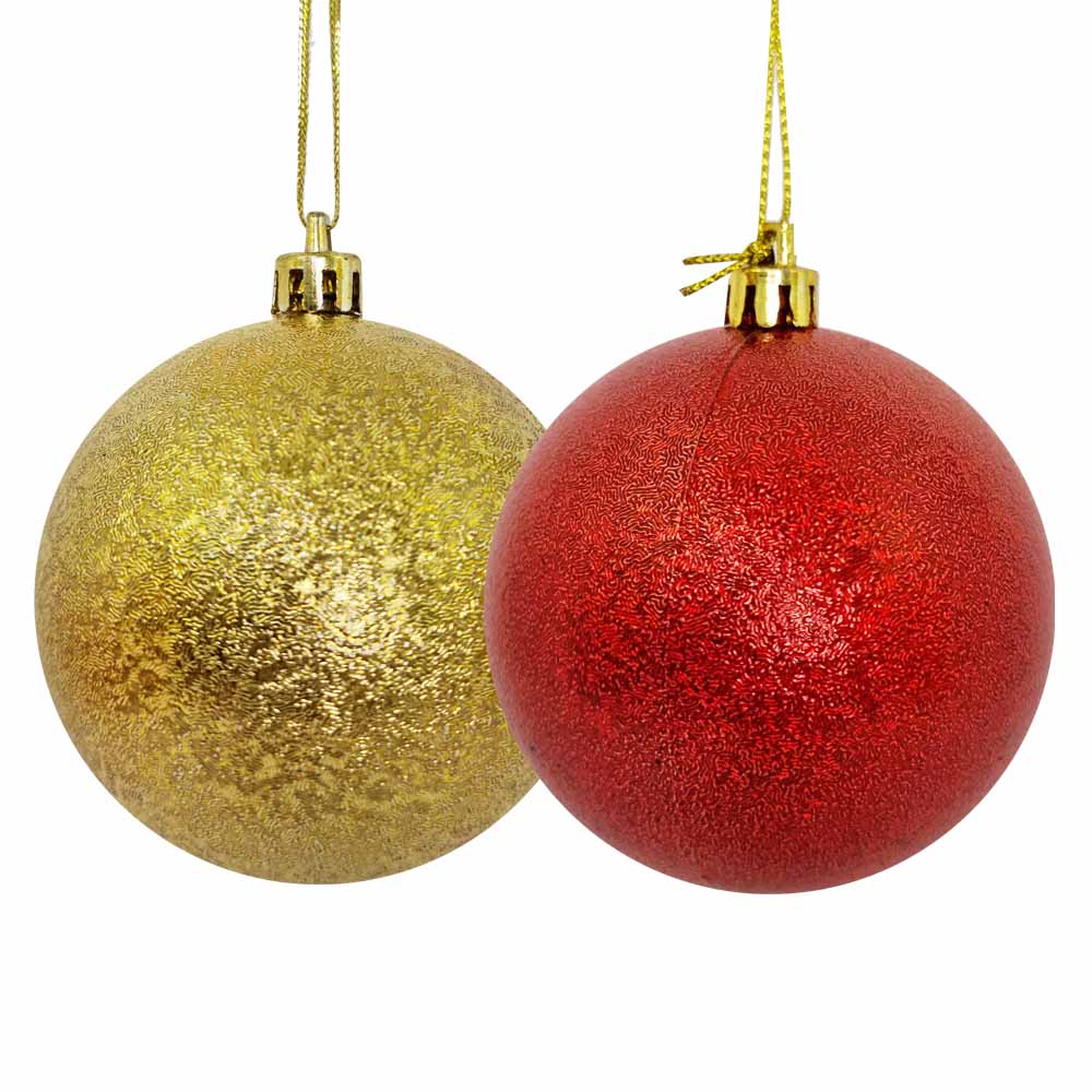 Bola de Natal 7cm Vermelha e Dourada Wincy 4 Unidades - costaatacado