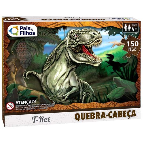 Quebra-Cabeca-T-Rex-150-Pecas-Pais-e-Filhos