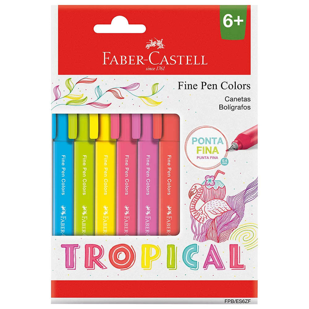 Caneta-Fine-Pen-Tropical-6-Cores-0.4-Faber-Castell