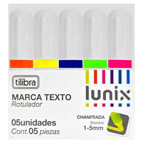 Caneta-Marca-Texto-5-Cores-Mini-Lunix-Tilibra