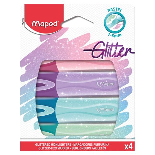 Caneta-Marca-Texto-Glitter-Pastel-Maped-4-Cores