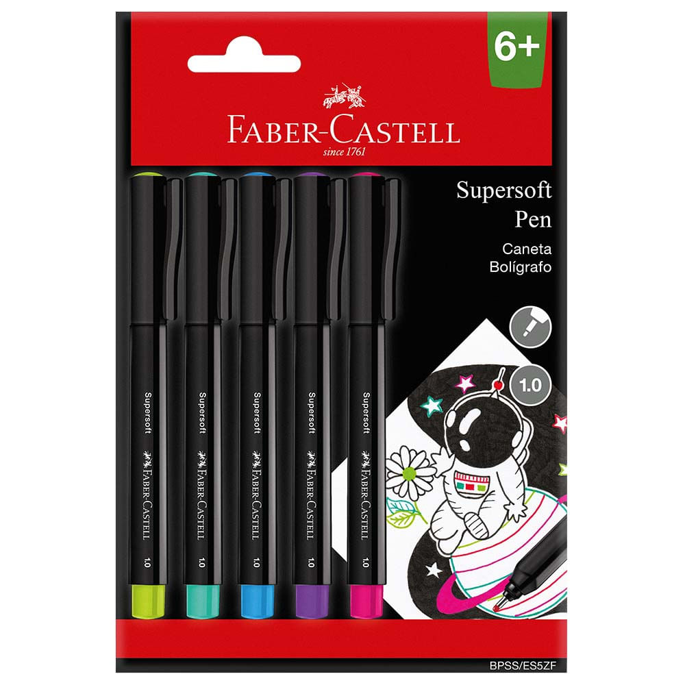 Caneta-Supersoft-1.0-Neon-Faber-Castell-5-Unidades