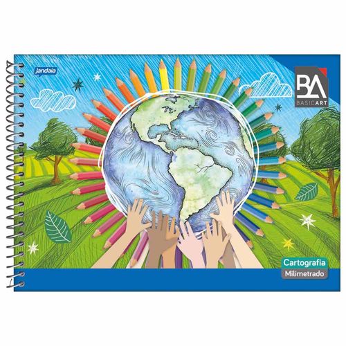 Caderno-de-Cartografia-Milimetrado-Basic-Art-96-Folhas-Jandaia