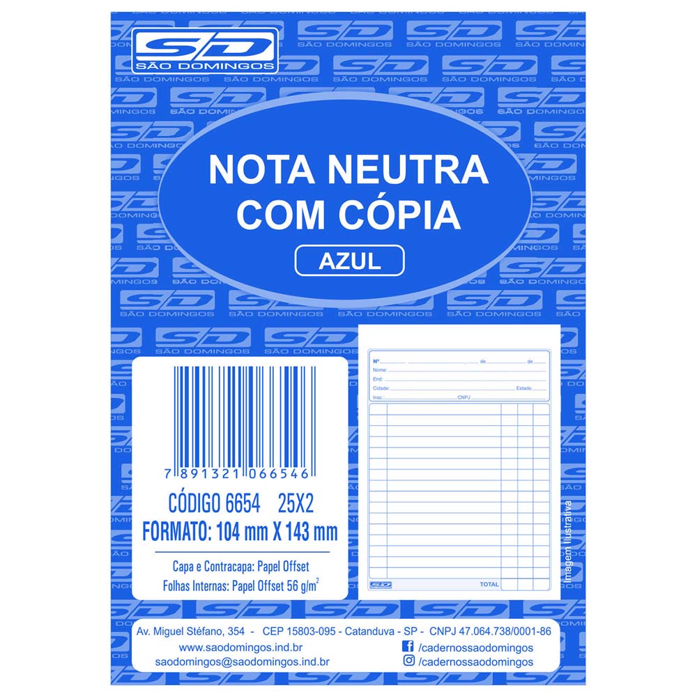 Nota Neutra Com Cópia 104x143mm São Domingos 50 Folhas Costaatacado 3866