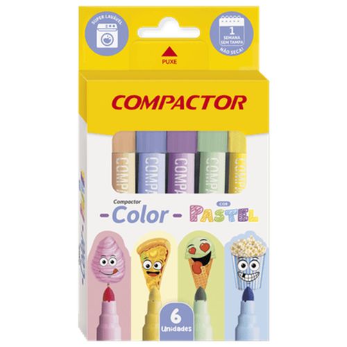 Canetinha-Hidrografica-6-Cores-Color-Pastel-Compactor