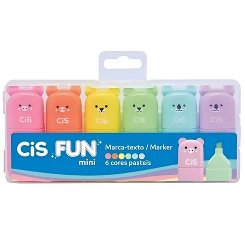 Caneta-Marca-Texto-Cis-Fun-Mini-Pastel-6-Cores