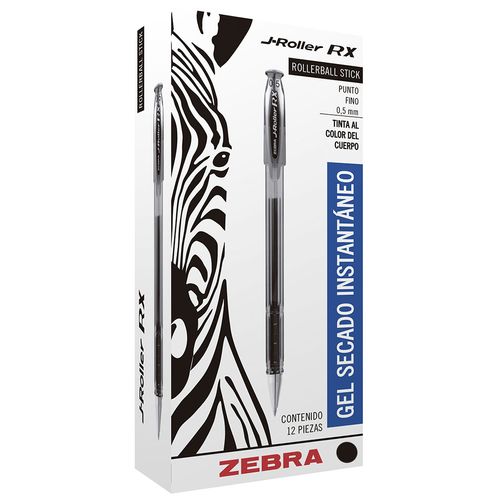 Caneta-Gel-0.5mm-J-Roller-RX-Preta-Zebra-12-Unidades