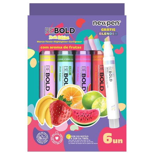 Caneta-Marca-Texto-Be-Bold-Fruit-Edition-Newpen-6-Unidades