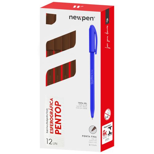 Caneta-Esferografica-0.7mm-Pentop-Sensations-Marrom-Newpen-12-Unidades