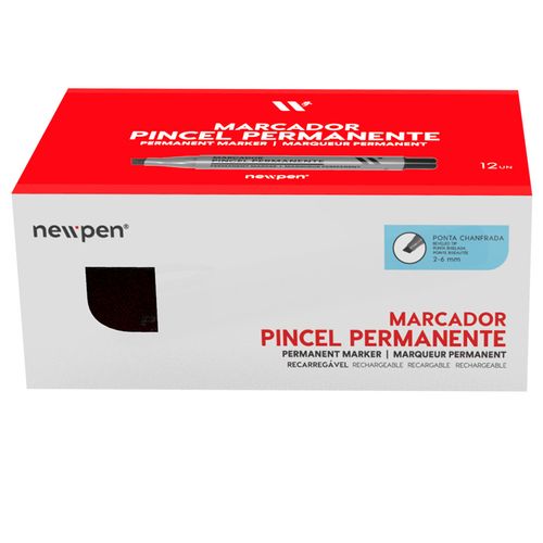 Marcador-Pincel-Permanente-Preto-Newpen-12-Unidades