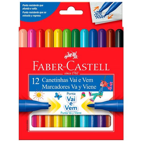 Canetinha-Hidrografica-12-Cores-Vai-e-Vem-Faber-Castell